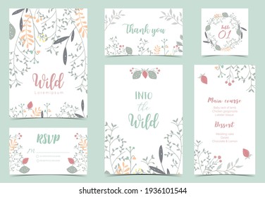 Collection of natural background set with leaf,flower.Editable vector illustration for website, invitation,postcard and poster