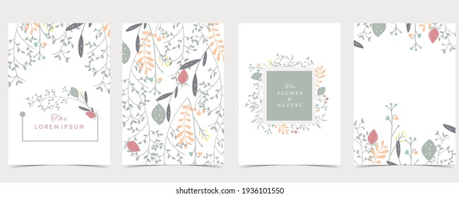 Collection of natural background set with leaf,flower.Editable vector illustration for website, invitation,postcard and poster