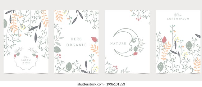 Collection of natural background set with leaf,flower.Editable vector illustration for website, invitation,postcard and poster