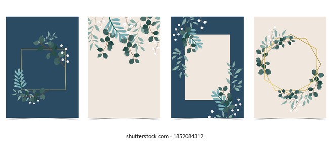 Collection of natural background set with leaf,geometric.Editable vector illustration for website, invitation,postcard and sticker