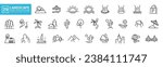 Collection of natural landscapes icon, mountains, waterfalls, beaches, bridges, editable and resizable vector EPS 10.