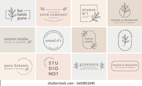 Collection of natural organic logo design templates