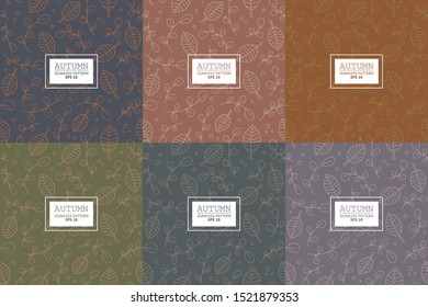 Collection of natural seamless patterns. Retro floral vector backdrops.