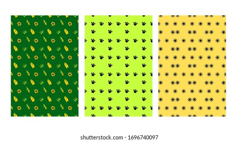Colección de la naturaleza y patrones de círculo abstracto - sin fisuras. Diseño botánico de ropa de baño. Ilustración vectorial.