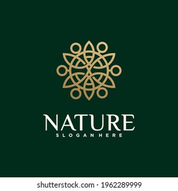 Collection of nature flower logo designs golden floral logo outline