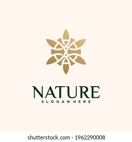 Collection of nature flower logo designs golden floral logo outline