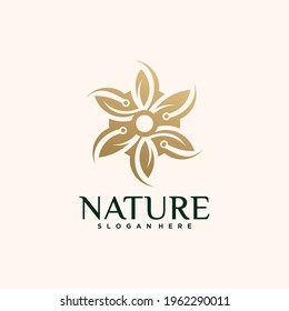 Collection of nature flower logo designs golden floral logo outline