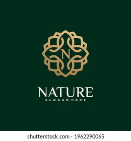 Collection of nature flower logo designs golden floral logo outline