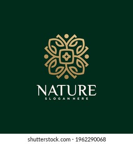 Collection of nature flower logo designs golden floral logo outline