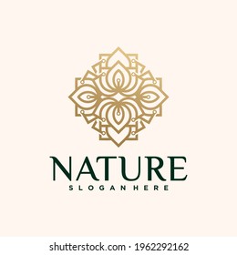 Collection of nature flower logo designs golden floral logo outline