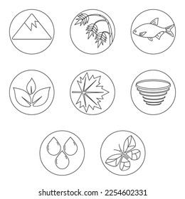 collection of nature icon vector