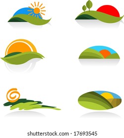 collection of nature and landscape icons 