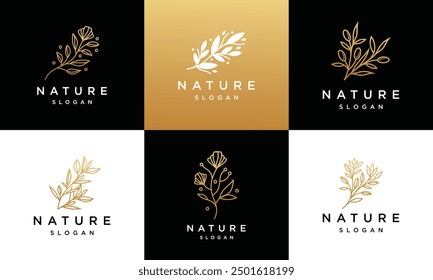 Collection of Nature Leaf and flower Logo Design Templates.	