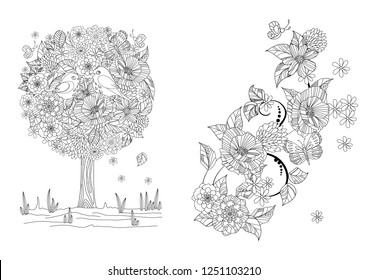 collection of nature patterns for your coloring book