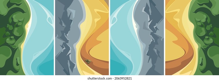 Collection of nature posters. Placard designs in flat style.