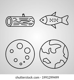 Collection of Nature Symbols in Outline Style

