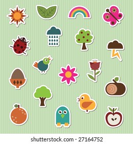 collection of nature themed stickers