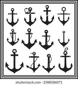 Collection of Nautical Anchors for Design Projects