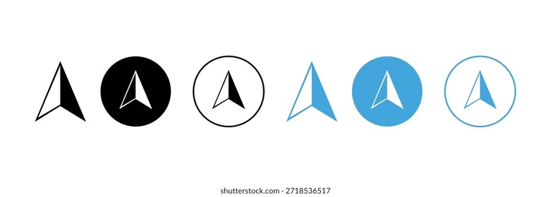Colección de los iconos de la flecha de la navegación y de los símbolos de la brújula aislados en el fondo blanco, Ilustración vectorial