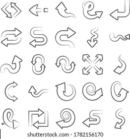 Collection of Navigation Arrows Icons in Linear Style Pack 
