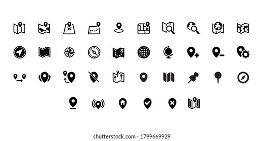 Collection of navigation icons. Isolated vector