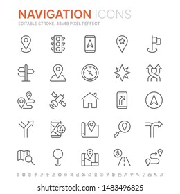 Collection of navigation related line icons. 48x48 Pixel Perfect. Editable stroke