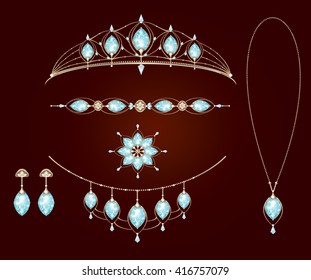 Collection of necklaces and a tiara of diamonds
