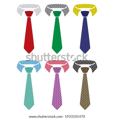 Collection Of Neckties Vector Illustration. Necktie With Seamless Pattern Isolated On White Background
