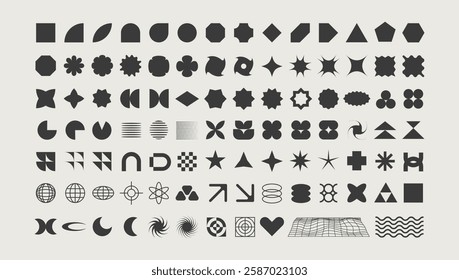 Collection of Neo-Brutalist geometric shapes, vector illustration