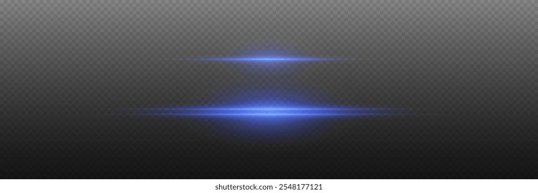 Coleção de efeitos de néon, linhas horizontais de luz, raio laser. Em um fundo transparente.