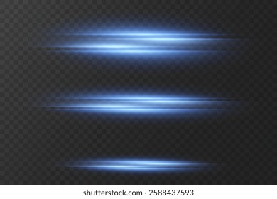 Collection of neon glares of light, laser line effect.