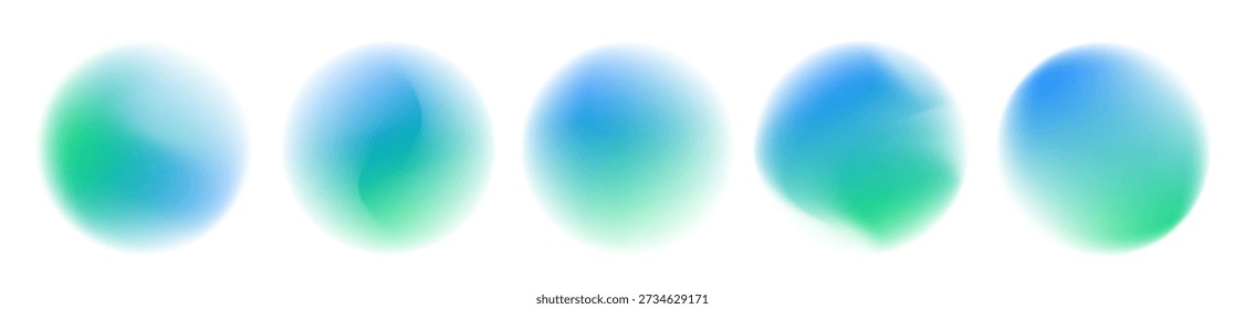 Collection of neon gradient blob shapes with smooth iridescent textures. Each floating form glows softly with holographic reflections. Perfect PNG for futuristic digital art and UI designs.