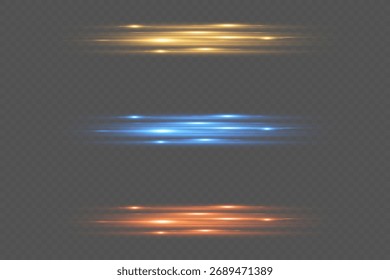 Una colección de efectos de luz de neón. Sobre un fondo transparente.