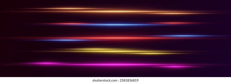 Collection of neon lines, laser beam and light effect.