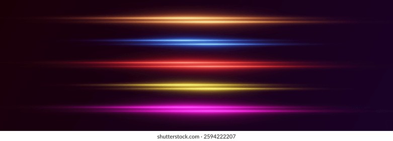 Collection of neon lines, laser beam and light effect.