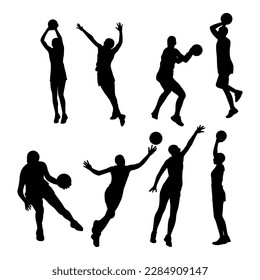 collection of netball silhouette vector