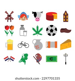 collection of netherlands icon vector
