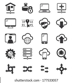 Collection of Network and VPN icons BW svg