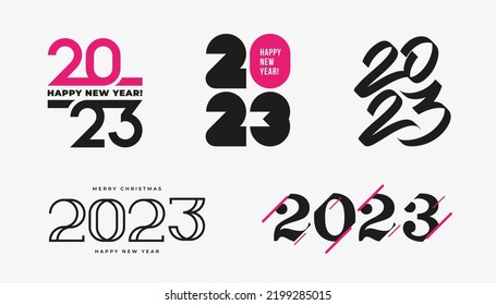 Collection of New 2023 Year symbols. Vector elements, isolated on white background.