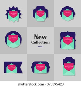 Collection New collection Blank Envelope cards, notes, stickers, labels, tags. Template for scrapbooking, wrapping, notebooks