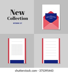 Collection New collection Blank Envelope notebooks, stickers, labels, tags. Template for scrapbooking, wrapping, notebooks