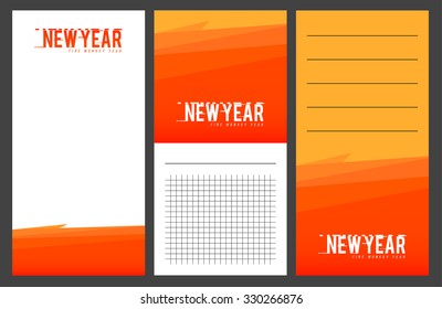 Collection of new year 2016 cards, notes, stickers, labels, tags with cute ornament illustrations. Template for scrapbooking, wrapping, notebooks, notebook, diary, decals, school accessories