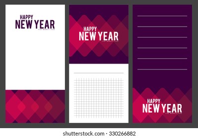 Collection of new year 2016 cards, notes, stickers, labels, tags with cute ornament illustrations. Template for scrapbooking, wrapping, notebooks, notebook, diary, decals, school accessories