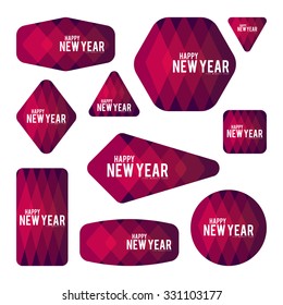 Collection of new year 2016 cards, notes, stickers, labels, tags with cute ornament illustrations. Template for scrapbooking, wrapping, notebooks, notebook, diary, decals, school accessories