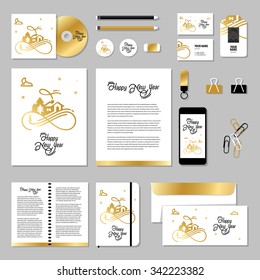Collection of new year 2016 cards, notes, stickers, labels, tags with cute ornament illustrations. Template for scrapbooking, wrapping, notebooks, notebook, diary, decals, school accessories