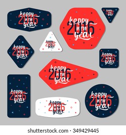 Collection of new year 2016 cards, notes, stickers, labels, tags with cute ornament illustrations. Template for scrapbooking, wrapping, notebooks, notebook, diary, decals, school accessories