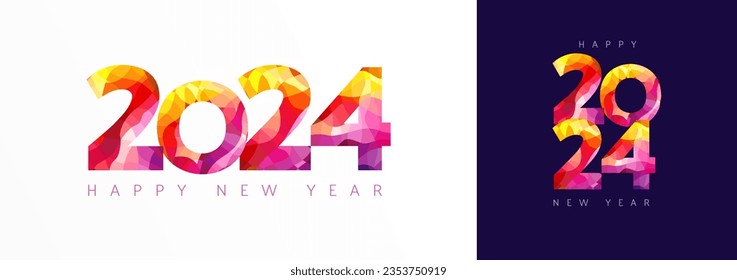 Collection of new year 2024 creative icons. Red set of numbers 2 0 2 4. Modern design. Isolated shape. Calendar title concept. Planner cover design. Web banner. Christmas decoration. Social media post