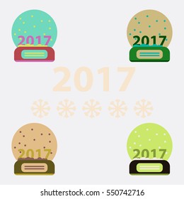 collection of new year ball Vector illustration Merry christmas glass ball with new 2017 year