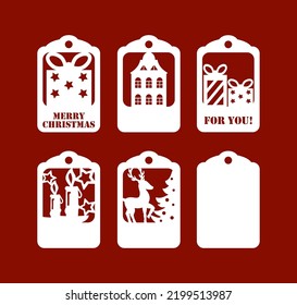 Collection of New Year and Christmas Gift Tags. Cutting file 
