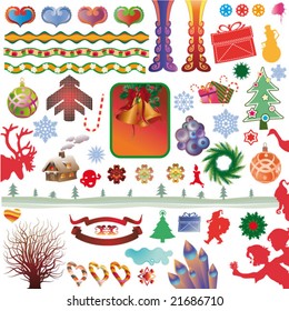 collection of new year and christmas time vector elements